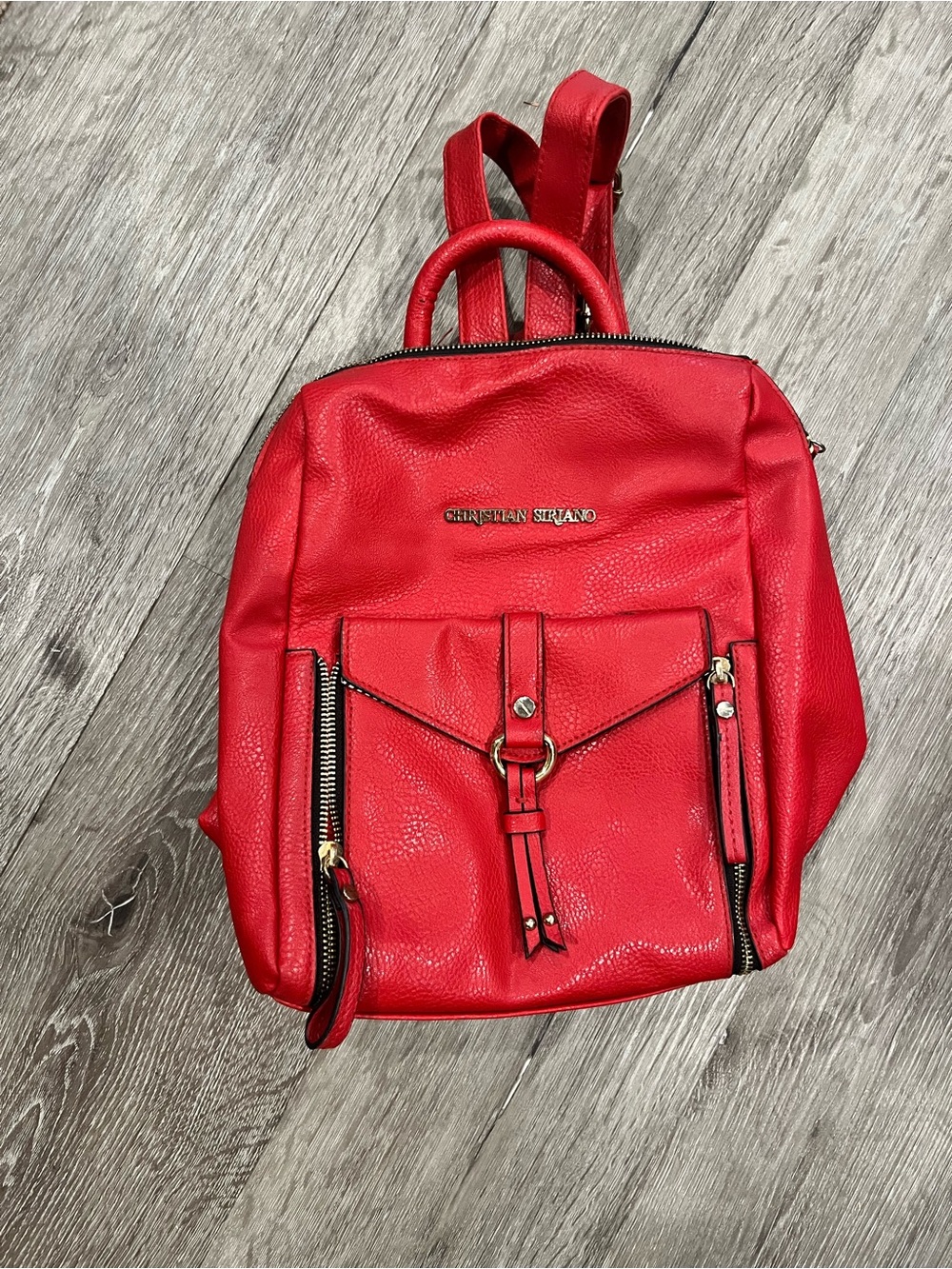 Christian Siriano Red Pebbled Leather Mini Backpack - Picture 2 of 5
